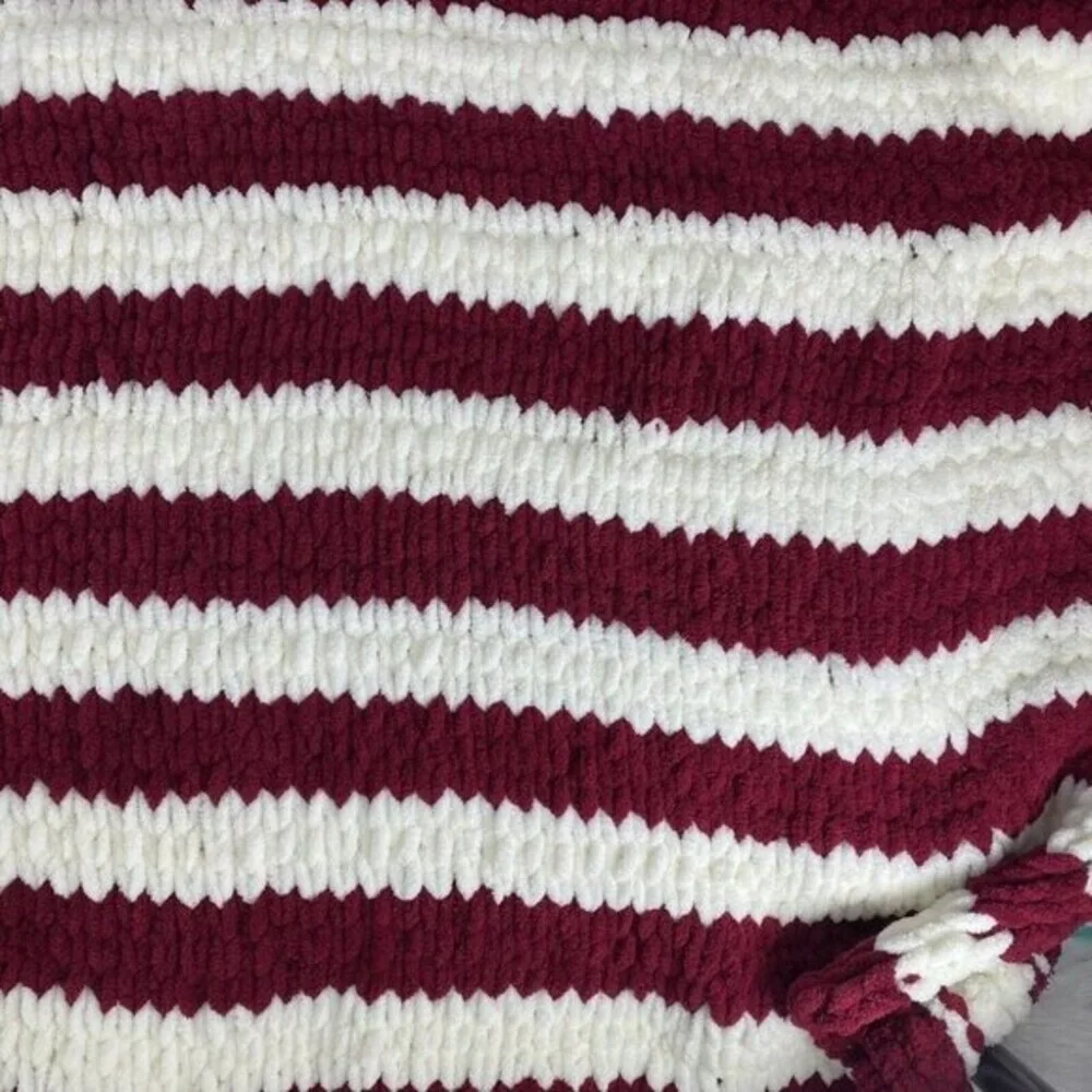 Handmade Chunky Knit American Flag Blanket Chenille Patriotic‎ USA Throw NEW